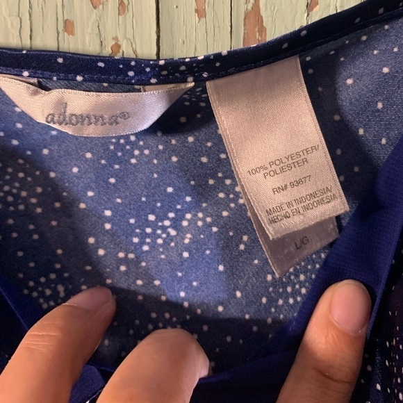 Women’s Adonna navy blue with white stars cami slip gown - Picture 3 of 5